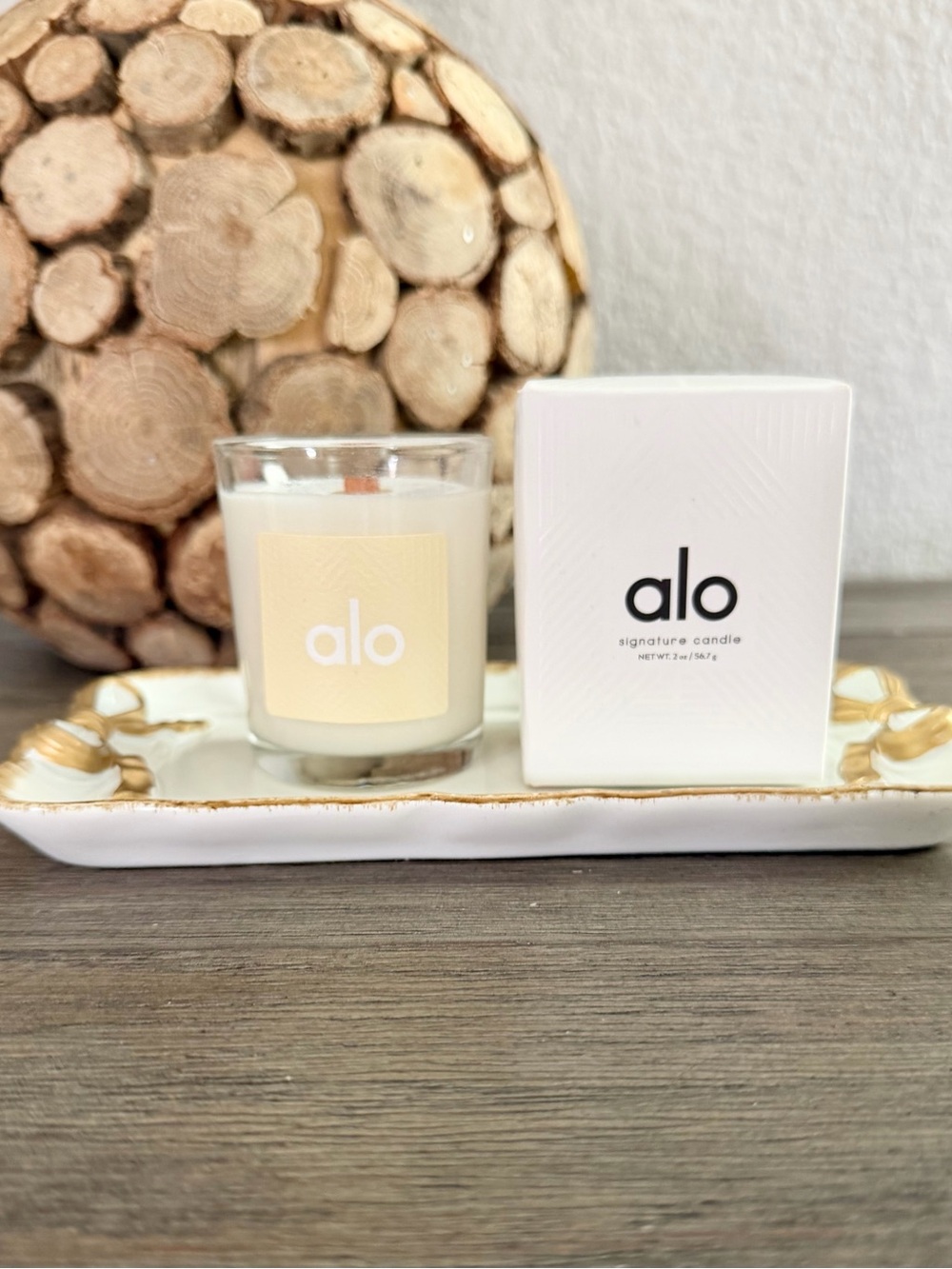ALO Yoga Cream and Gold Signature Candle Set